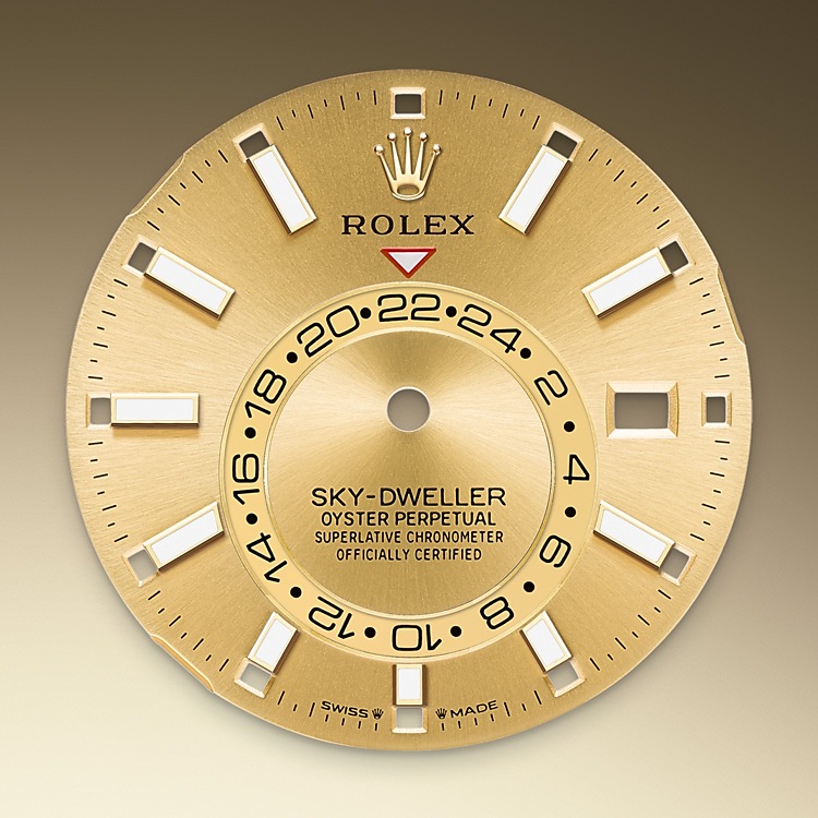Rolex Sky-Dweller | 336933 | Sky-Dweller | Coloured dial | Champagne-colour dial | The Fluted Bezel | Yellow Rolesor | M336933-0001 | Men Watch | Rolex Official Retailer - Time Midas