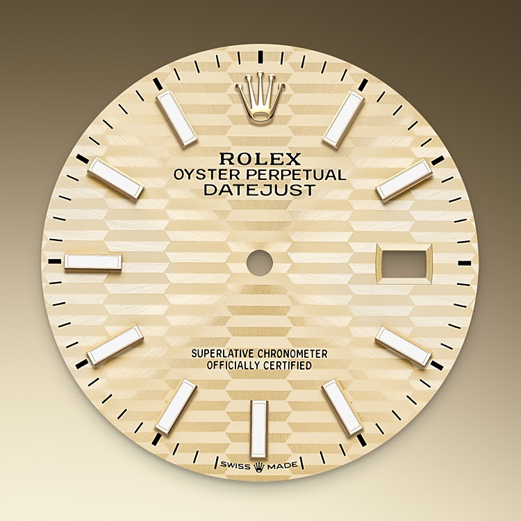 Rolex Datejust | 126233 | Datejust 36 | Coloured dial | Golden dial | Fluted bezel | Yellow Rolesor | M126233-0039 | Men Watch | Rolex Official Retailer - Time Midas