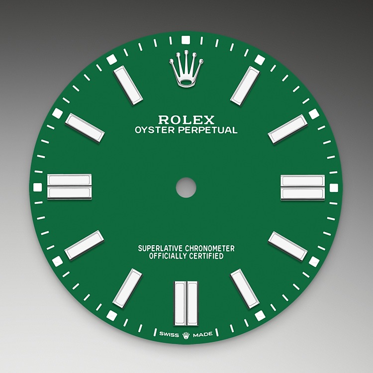 Rolex Oyster Perpetual | 124300 | Oyster Perpetual 41 | Coloured dial | Green Dial | Oystersteel | The Oyster bracelet | M124300-0005 | Men Watch | Rolex Official Retailer - Time Midas