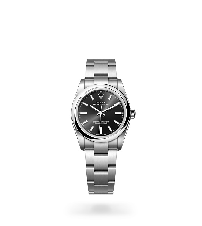 Rolex Oyster Perpetual | 124200 | Oyster Perpetual 34 | หน้าปัดสีเข้ม | หน้าปัดสีดำสว่าง | Oystersteel | สายนาฬิกา Oyster | M124200-0002 | หญิง Watch | Rolex Official Retailer - Time Midas