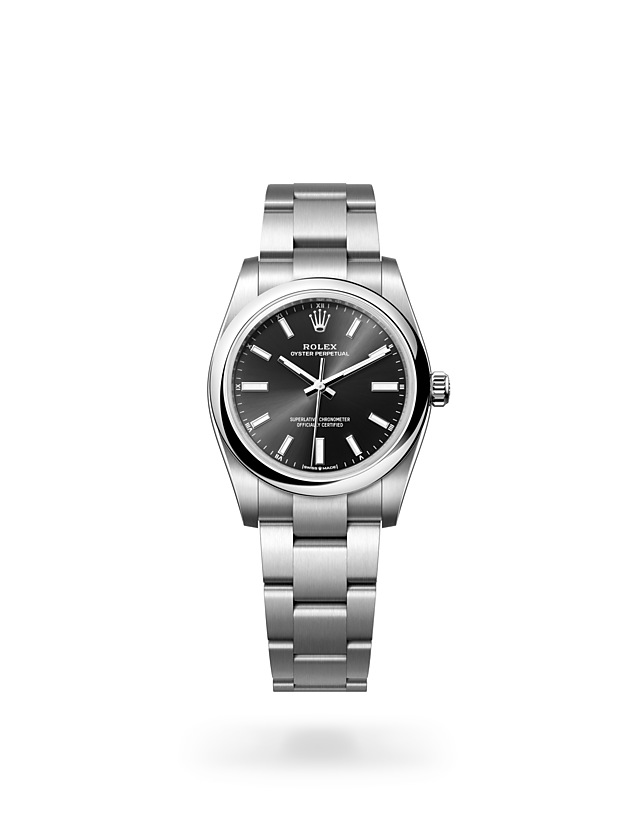 Rolex Oyster Perpetual | 124200 | Oyster Perpetual 34 | หน้าปัดสีเข้ม | หน้าปัดสีดำสว่าง | Oystersteel | สายนาฬิกา Oyster | M124200-0002 | หญิง Watch | Rolex Official Retailer - Time Midas