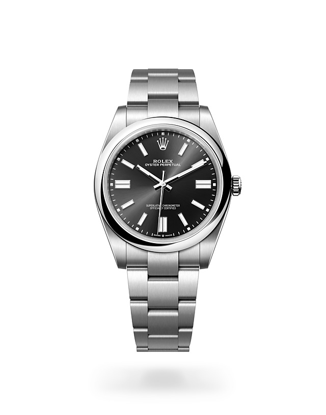 Rolex Oyster Perpetual | 124300 | Oyster Perpetual 41 | Dark dial | Bright black dial | Oystersteel | The Oyster bracelet | M124300-0002 | Men Watch | Rolex Official Retailer - Time Midas