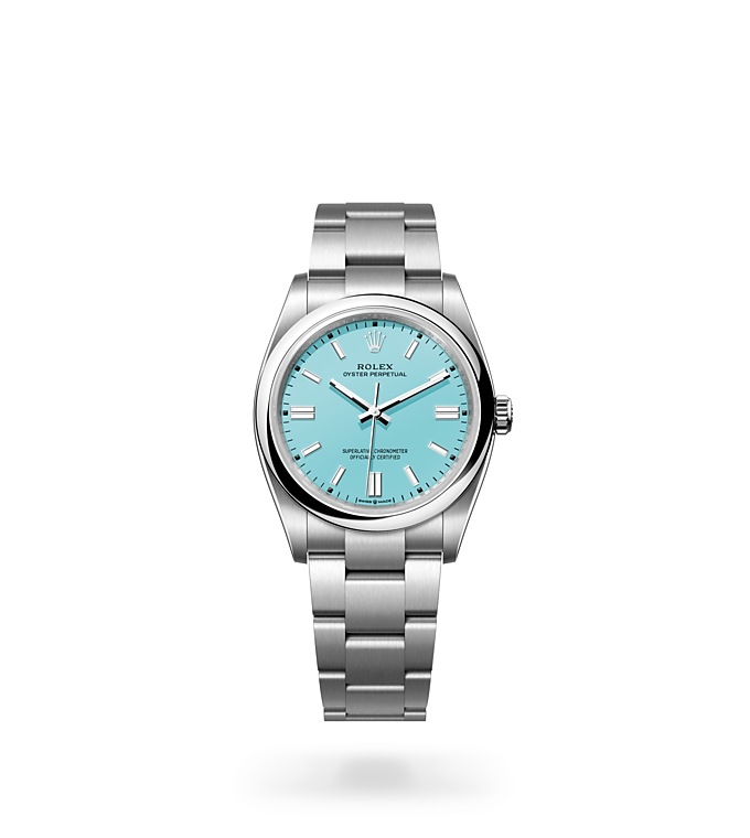 Rolex Oyster Perpetual | 126000 | Oyster Perpetual 36 | Coloured dial | Turquoise blue dial | Oystersteel | The Oyster bracelet | M126000-0006 | Men Watch | Rolex Official Retailer - Time Midas