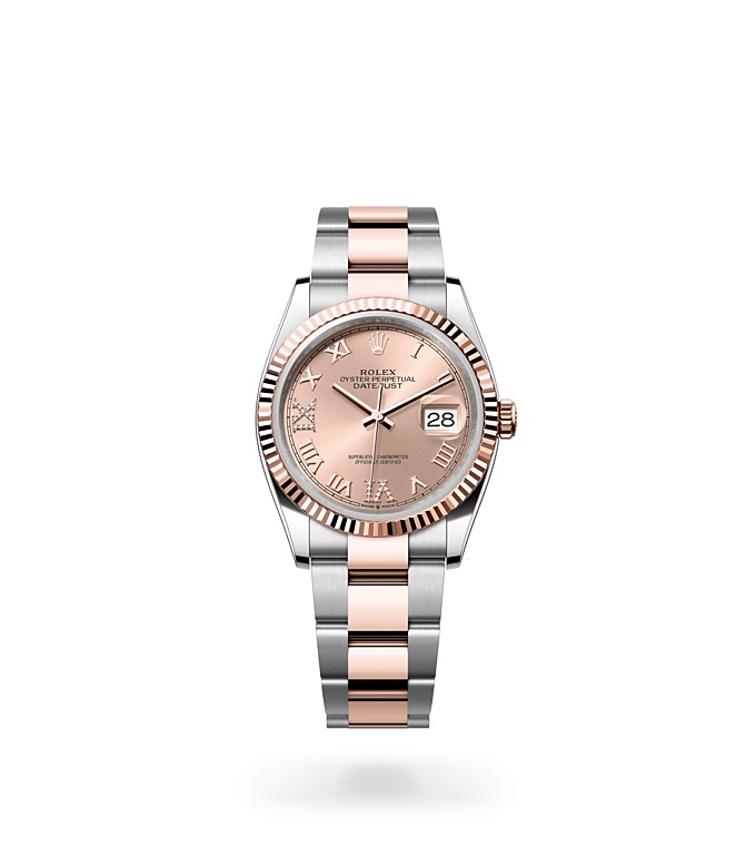 Rolex Datejust | 126231 | Datejust 36 | Coloured dial | Rosé-colour dial | Fluted bezel | Everose Rolesor | M126231-0028 | Men Watch | Rolex Official Retailer - Time Midas