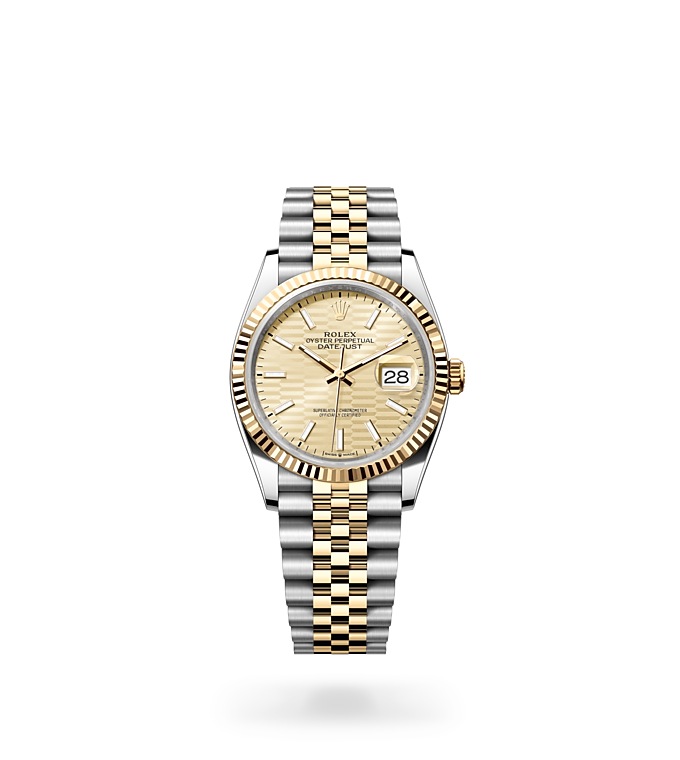 Rolex Datejust | 126233 | Datejust 36 | Coloured dial | Golden dial | Fluted bezel | Yellow Rolesor | M126233-0039 | Men Watch | Rolex Official Retailer - Time Midas