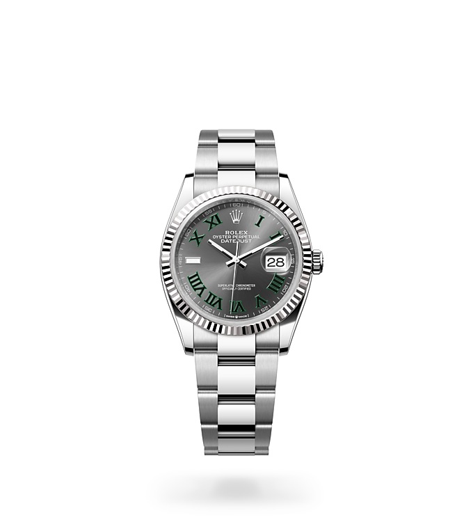 Rolex Datejust | 126234 | Datejust 36 | Dark dial | Fluted bezel | Slate Dial | White Rolesor | M126234-0046 | Men Watch | Rolex Official Retailer - Time Midas