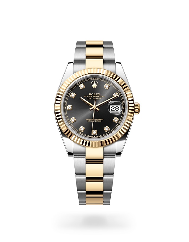 Rolex Datejust | 126333 | Datejust 41 | Dark dial | Bright black dial | Fluted bezel | Yellow Rolesor | M126333-0005 | Men Watch | Rolex Official Retailer - Time Midas