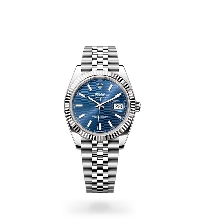 Rolex Datejust | 126334 | Datejust 41 | Coloured dial | Bright blue dial | Fluted bezel | White Rolesor | M126334-0032 | Men Watch | Rolex Official Retailer - Time Midas