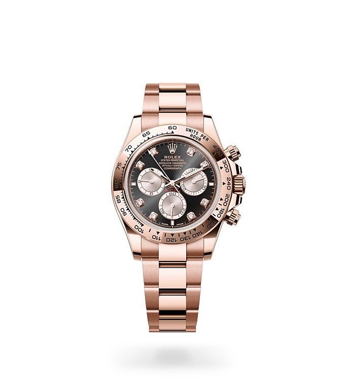 Rolex Cosmograph Daytona | 126505 | Cosmograph Daytona | หน้าปัดประดับอัญมณี | หน้าปัดสีดำสว่างและซันดัสต์ | สเกลวัดความเร็ว | Everose gold 18 กะรัต | M126505-0002 | ชาย Watch | Rolex Official Retailer - Time Midas