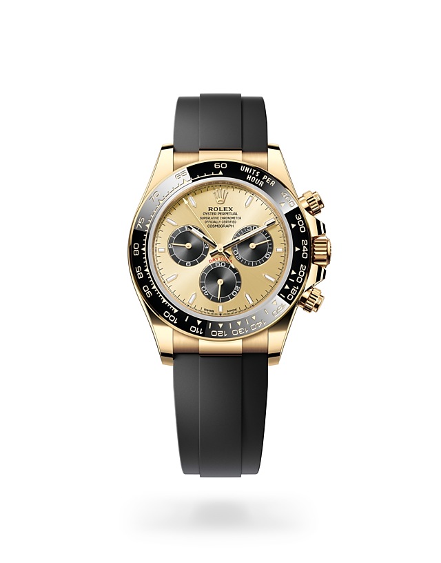 Rolex Cosmograph Daytona | 126518LN | Cosmograph Daytona | Coloured dial | The Oysterflex Bracelet | 18 ct yellow gold | Golden and bright black dial | M126518LN-0012 | Men Watch | Rolex Official Retailer - Time Midas