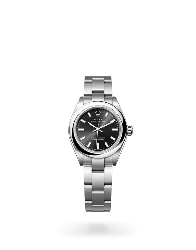 Rolex Oyster Perpetual | 276200 | Oyster Perpetual 28 | หน้าปัดสีเข้ม | หน้าปัดสีดำสว่าง | Oystersteel | สายนาฬิกา Oyster | M276200-0002 | หญิง Watch | Rolex Official Retailer - Time Midas