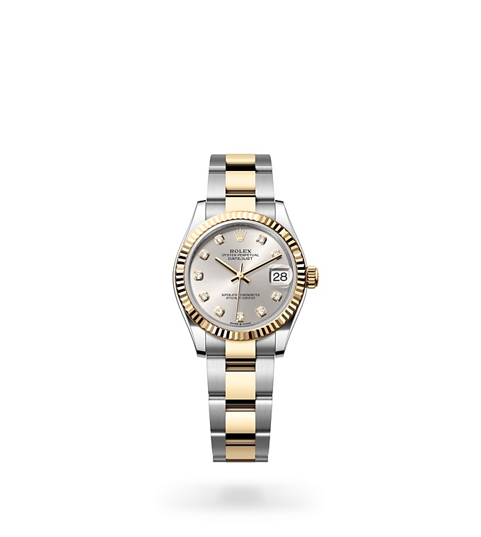 Rolex Datejust | 278273 | Datejust 31 | Gem-set dial | Silver dial | Fluted bezel | Yellow Rolesor | M278273-0019 | Women Watch | Rolex Official Retailer - Time Midas