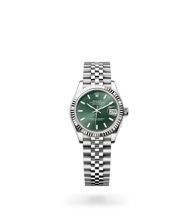 Rolex Datejust | 278274 | Datejust 31 | หน้าปัดสี | ขอบหน้าปัดแบบร่อง | หน้าปัดสีเขียวมิ้นต์ | White Rolesor | M278274-0018 | หญิง Watch | Rolex Official Retailer - Time Midas
