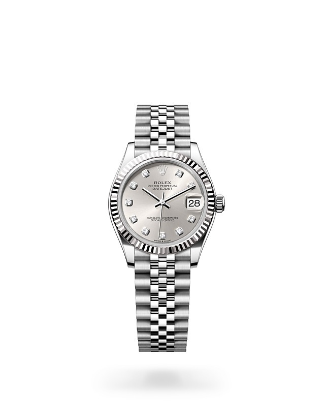 Rolex Datejust | 278274 | Datejust 31 | Gem-set dial | Silver dial | Fluted bezel | White Rolesor | M278274-0030 | Women Watch | Rolex Official Retailer - Time Midas
