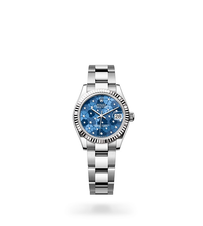 Rolex Datejust | 278274 | Datejust 31 | หน้าปัดประดับอัญมณี | หน้าปัดสีฟ้าอัซซูร์โร | ขอบหน้าปัดแบบร่อง | White Rolesor | M278274-0035 | หญิง Watch | Rolex Official Retailer - Time Midas