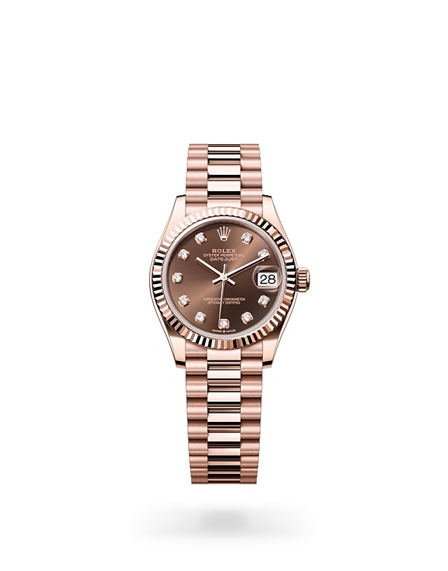 Rolex Datejust | 278275 | Datejust 31 | Coloured dial | Chocolate Dial | Fluted bezel | 18 ct Everose gold | M278275-0010 | Women Watch | Rolex Official Retailer - Time Midas