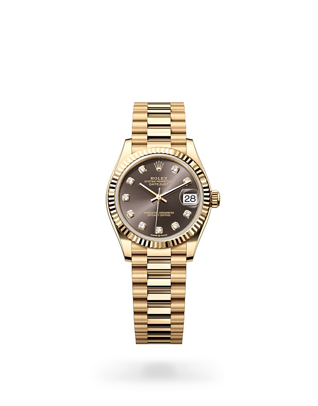 Rolex Datejust | 278278 | Datejust 31 | Dark dial | Dark Grey Dial | Fluted bezel | 18 ct yellow gold | M278278-0036 | Women Watch | Rolex Official Retailer - Time Midas