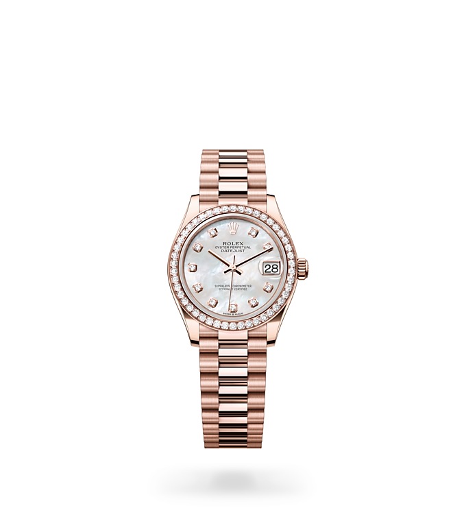 Rolex Datejust | 278285RBR | Datejust 31 | หน้าปัดประดับอัญมณี | หน้าปัดเปลือกหอยมุก | ขอบหน้าปัดประดับเพชร | Everose gold 18 กะรัต | M278285RBR-0005 | หญิง Watch | Rolex Official Retailer - Time Midas
