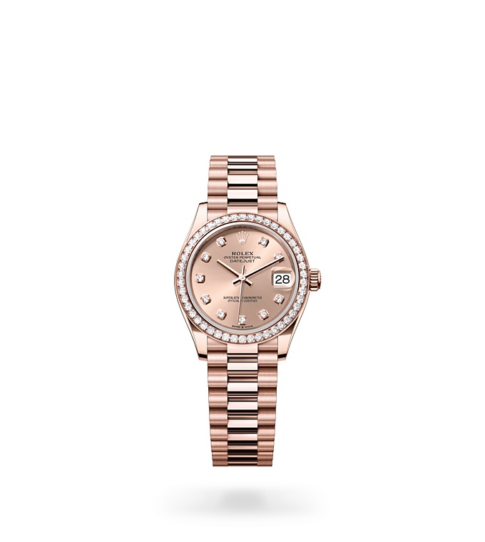 Rolex Datejust | 278285RBR | Datejust 31 | หน้าปัดประดับอัญมณี | หน้าปัดสีชมพูกุหลาบ | ขอบหน้าปัดประดับเพชร | Everose gold 18 กะรัต | M278285RBR-0025 | หญิง Watch | Rolex Official Retailer - Time Midas