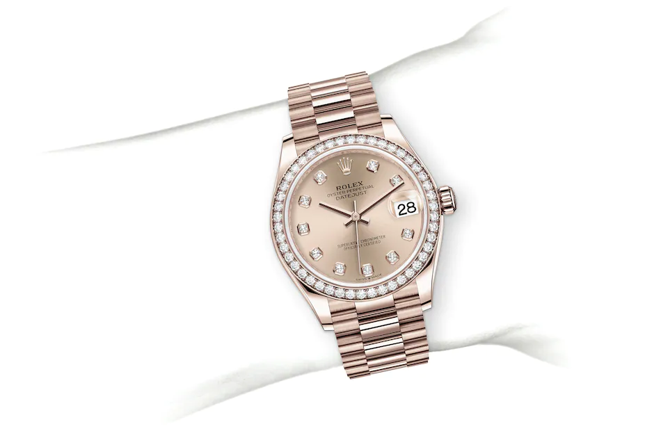 Rolex Datejust | 278285RBR | Datejust 31 | Coloured dial | Rosé-colour dial | Diamond-set bezel | 18 ct Everose gold | M278285RBR-0025 | Women Watch | Rolex Official Retailer - Time Midas