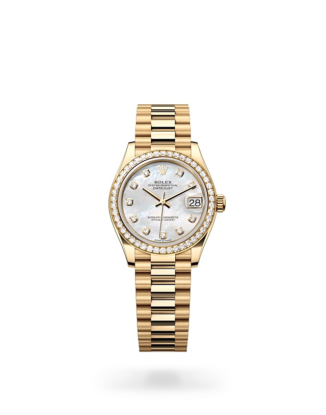Rolex Datejust | 278288RBR | Datejust 31 | Gem-set dial | Mother-of-Pearl Dial | Diamond-set bezel | 18 ct yellow gold | M278288RBR-0006 | Women Watch | Rolex Official Retailer - Time Midas