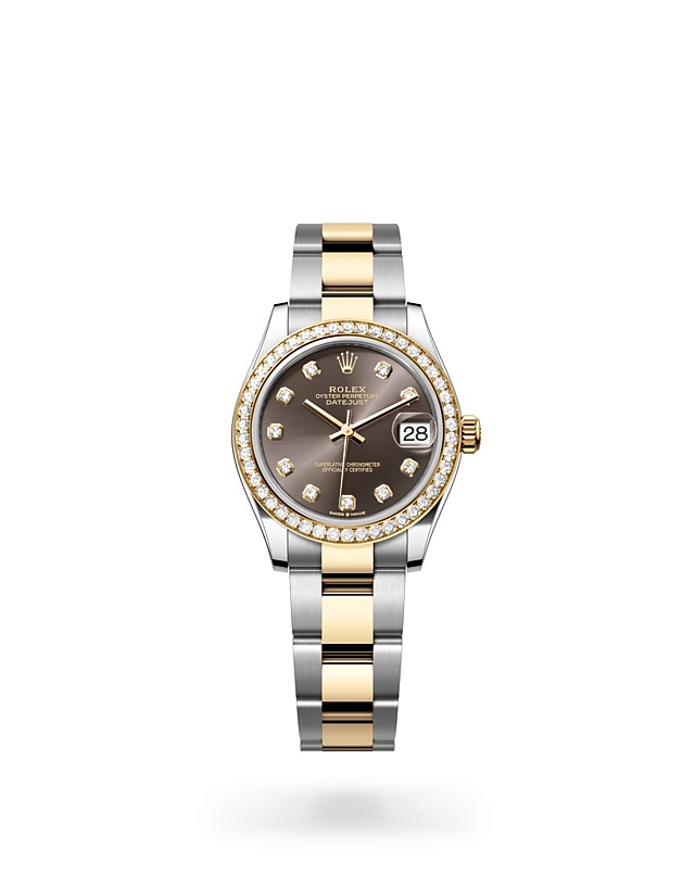 Rolex Datejust | 278383RBR | Datejust 31 | หน้าปัดประดับอัญมณี | หน้าปัดสีเทาเข้ม | ขอบหน้าปัดประดับเพชร | Yellow Rolesor | M278383RBR-0021 | หญิง Watch | Rolex Official Retailer - Time Midas