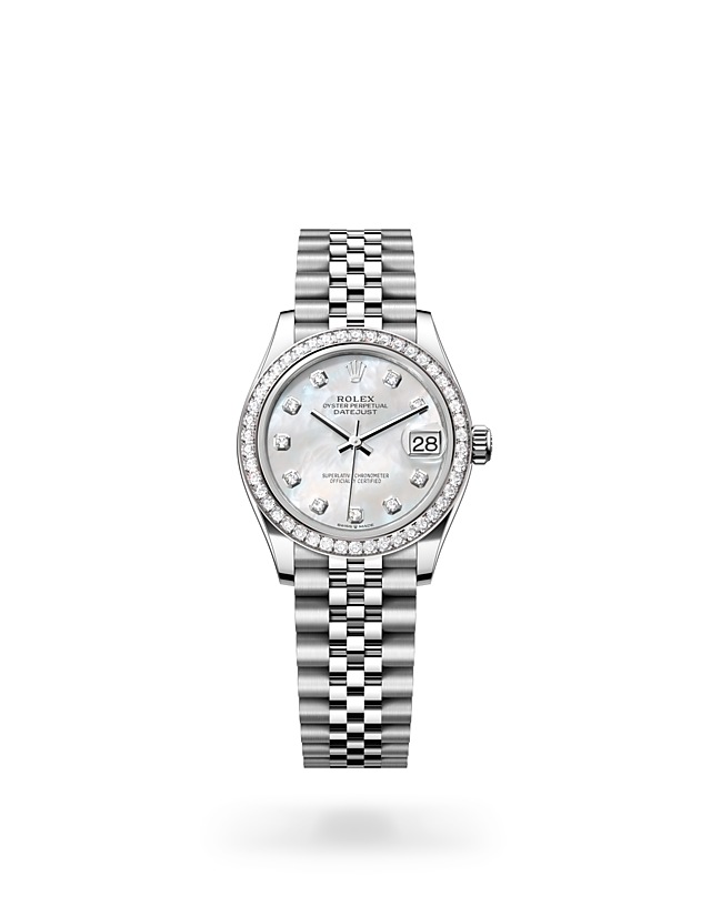 Rolex Datejust | 278384RBR | Datejust 31 | หน้าปัดประดับอัญมณี | หน้าปัดเปลือกหอยมุก | ขอบหน้าปัดประดับเพชร | White Rolesor | M278384RBR-0008 | หญิง Watch | Rolex Official Retailer - Time Midas
