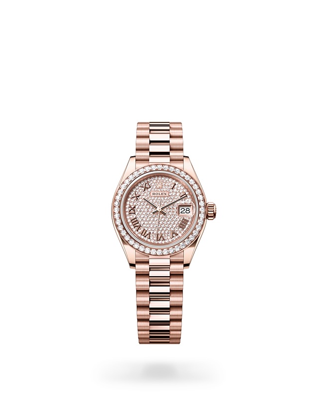 Rolex Lady-Datejust | 279135RBR | Lady-Datejust | หน้าปัดประดับอัญมณี | หน้าปัดประดับเพชร | ขอบหน้าปัดประดับเพชร | Everose gold 18 กะรัต | M279135RBR-0021 | หญิง Watch | Rolex Official Retailer - Time Midas