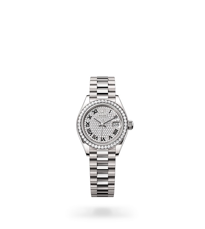 Rolex Lady-Datejust | 279139RBR | Lady-Datejust | Diamond paved dial | Diamond-Paved Dial | Diamond-set bezel | 18 ct white gold | M279139RBR-0014 | Women Watch | Rolex Official Retailer - Time Midas
