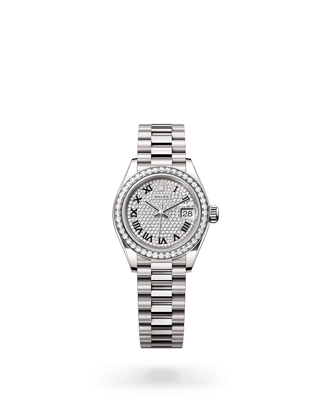 Rolex Lady-Datejust | 279139RBR | Lady-Datejust | หน้าปัดประดับอัญมณี | หน้าปัดประดับเพชร | ขอบหน้าปัดประดับเพชร | ทองคำขาว 18 กะรัต | M279139RBR-0014 | หญิง Watch | Rolex Official Retailer - Time Midas