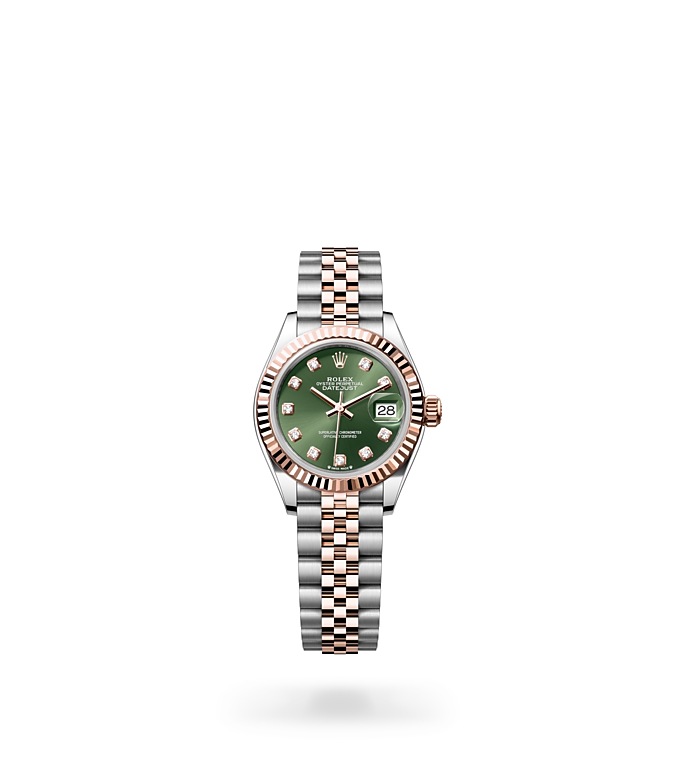 Rolex Lady-Datejust | 279171 | Lady-Datejust | หน้าปัดประดับอัญมณี | หน้าปัดสีเขียวมะกอก | ขอบหน้าปัดแบบร่อง | Everose Rolesor | M279171-0007 | หญิง Watch | Rolex Official Retailer - Time Midas