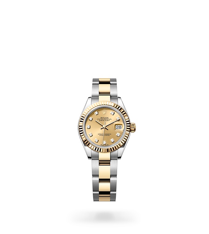 Rolex Lady-Datejust | 279173 | Lady-Datejust | Coloured dial | Champagne-colour dial | Fluted bezel | Yellow Rolesor | M279173-0012 | Women Watch | Rolex Official Retailer - Time Midas