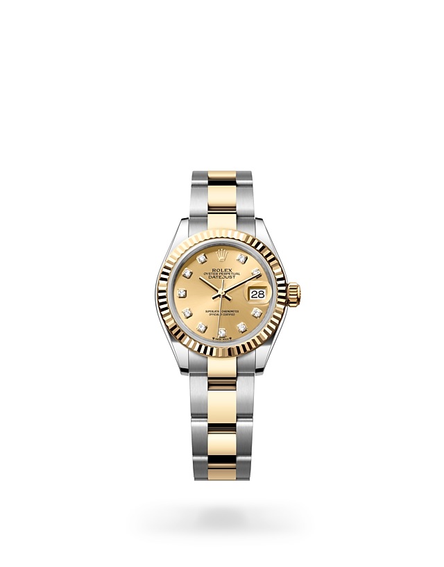 Rolex Lady-Datejust | 279173 | Lady-Datejust | หน้าปัดประดับอัญมณี | หน้าปัดสีแชมเปญ | ขอบหน้าปัดแบบร่อง | Yellow Rolesor | M279173-0012 | หญิง Watch | Rolex Official Retailer - Time Midas