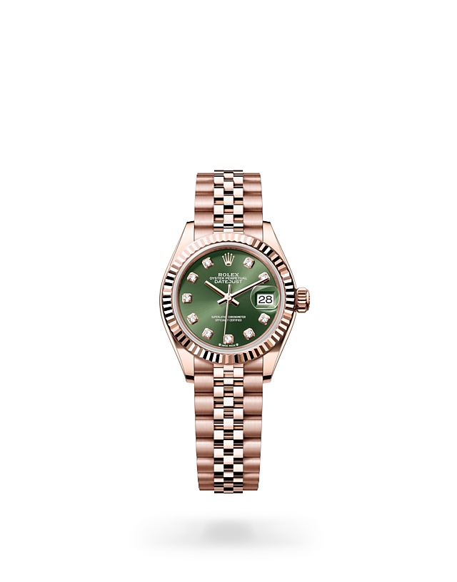 Rolex Lady-Datejust | 279175 | Lady-Datejust | Coloured dial | Olive-Green Dial | Fluted bezel | 18 ct Everose gold | M279175-0013 | Women Watch | Rolex Official Retailer - Time Midas