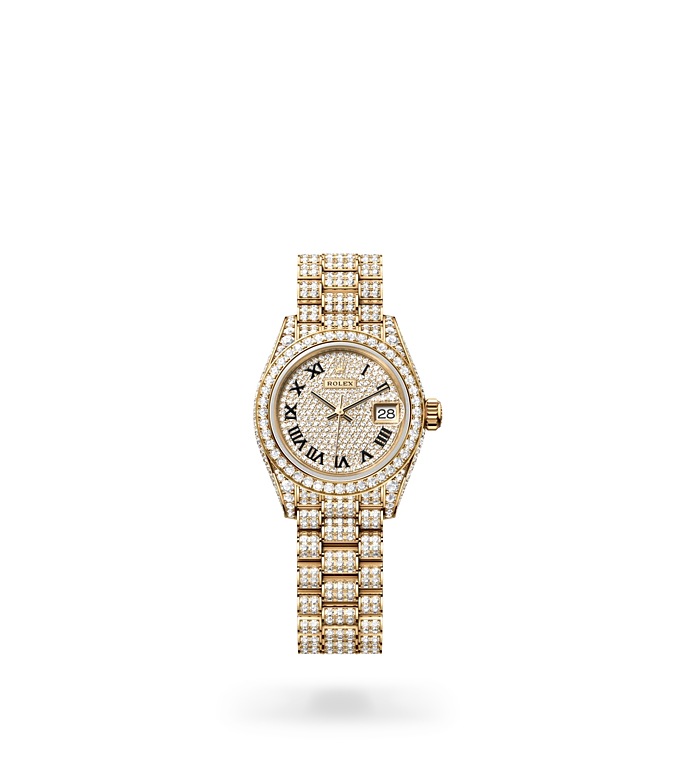 Rolex Lady-Datejust | 279458RBR | Lady-Datejust | Diamond paved dial | Diamond-Paved Dial | Diamond-set bezel | 18 ct yellow gold | M279458RBR-0001 | Women Watch | Rolex Official Retailer - Time Midas