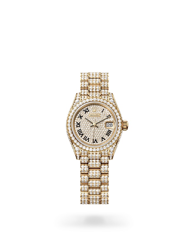 Rolex Lady-Datejust | 279458RBR | Lady-Datejust | Diamond paved dial | Diamond-Paved Dial | Diamond-set bezel | 18 ct yellow gold | M279458RBR-0001 | Women Watch | Rolex Official Retailer - Time Midas