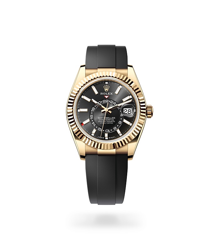 Rolex Sky-Dweller | 336238 | Sky-Dweller | Dark dial | The Oysterflex Bracelet | 18 ct yellow gold | Bright black dial | M336238-0002 | Men Watch | Rolex Official Retailer - Time Midas