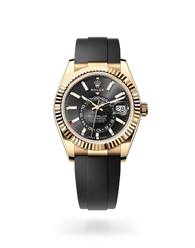Rolex Sky-Dweller | 336238 | Sky-Dweller | Dark dial | The Oysterflex Bracelet | 18 ct yellow gold | Bright black dial | M336238-0002 | Men Watch | Rolex Official Retailer - Time Midas