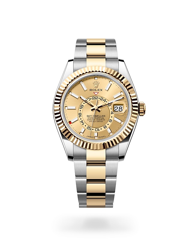 Rolex Sky-Dweller | 336933 | Sky-Dweller | Coloured dial | Champagne-colour dial | The Fluted Bezel | Yellow Rolesor | M336933-0001 | Men Watch | Rolex Official Retailer - Time Midas