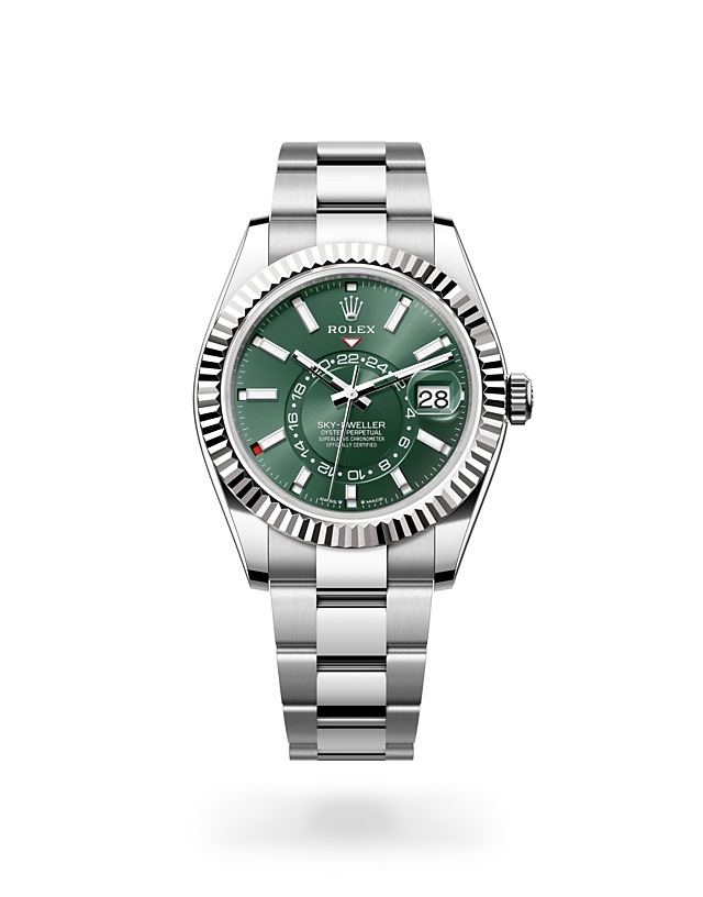 Rolex Sky-Dweller | 336934 | Sky-Dweller | Coloured dial | Mint green dial | The Fluted Bezel | White Rolesor | M336934-0001 | Men Watch | Rolex Official Retailer - Time Midas