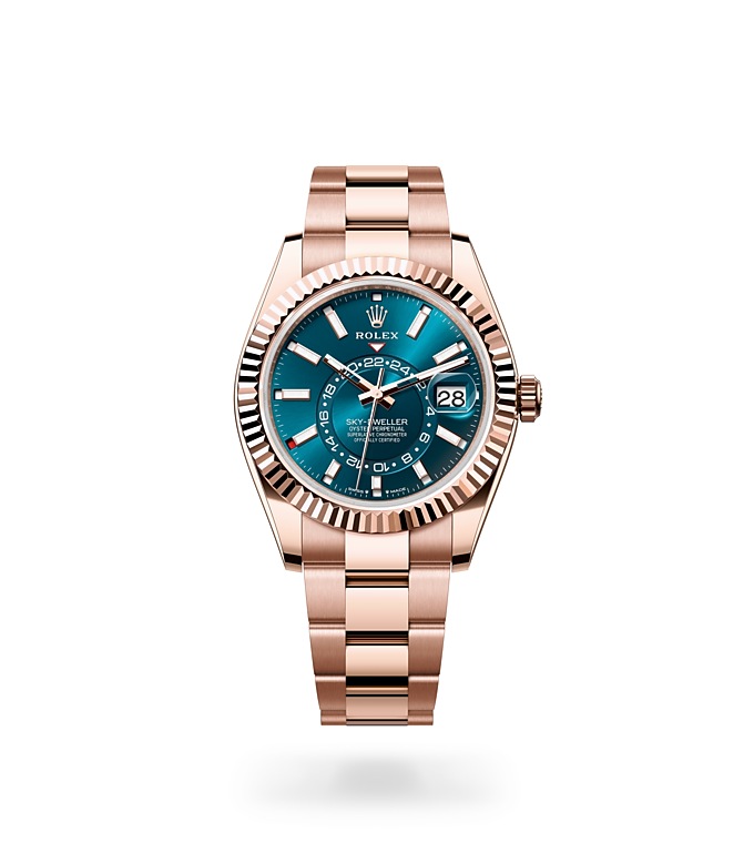 Rolex Sky-Dweller | 336935 | Sky-Dweller | Coloured dial | Blue-green dial | The Fluted Bezel | 18 ct Everose gold | M336935-0001 | Men Watch | Rolex Official Retailer - Time Midas