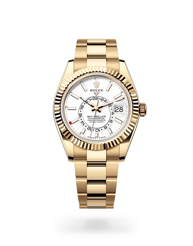 Rolex Sky-Dweller | 336938 | Sky-Dweller | Light dial | Intense white dial | The Fluted Bezel | 18 ct yellow gold | M336938-0003 | Men Watch | Rolex Official Retailer - Time Midas