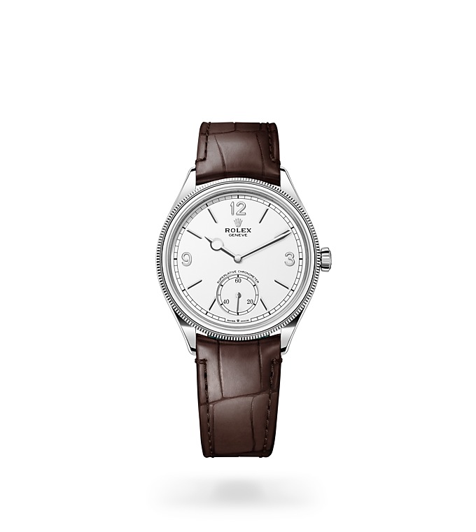 Rolex 1908 | 52509 | 1908 | หน้าปัดสีอ่อน | หน้าปัดสีขาวเข้ม | ขอบแบบทรงโดมและเซาะร่อง | ทองคำขาว 18 กะรัต | M52509-0006 | ชาย Watch | Rolex Official Retailer - Time Midas