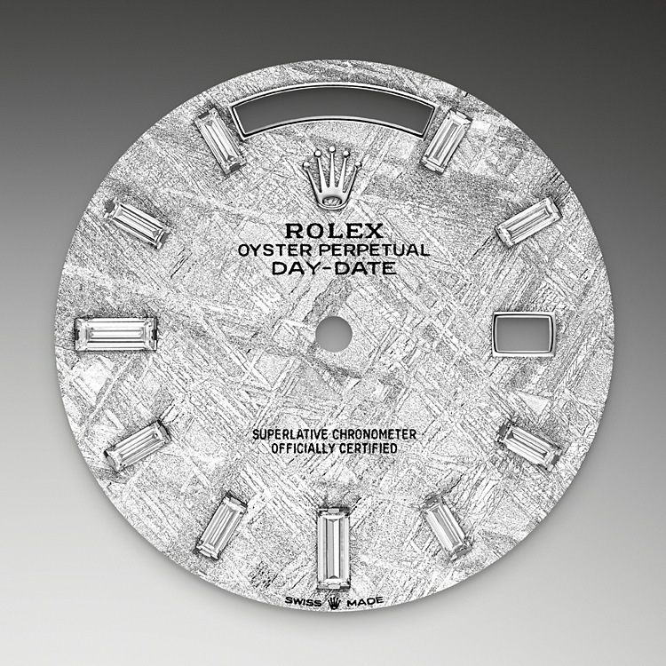 Rolex Day-Date | 228349RBR | Day-Date 40 | Gem-set dial | Meteorite dial | Diamond-set bezel | 18 ct white gold | M228349RBR-0040 | Men Watch | Rolex Official Retailer - Time Midas