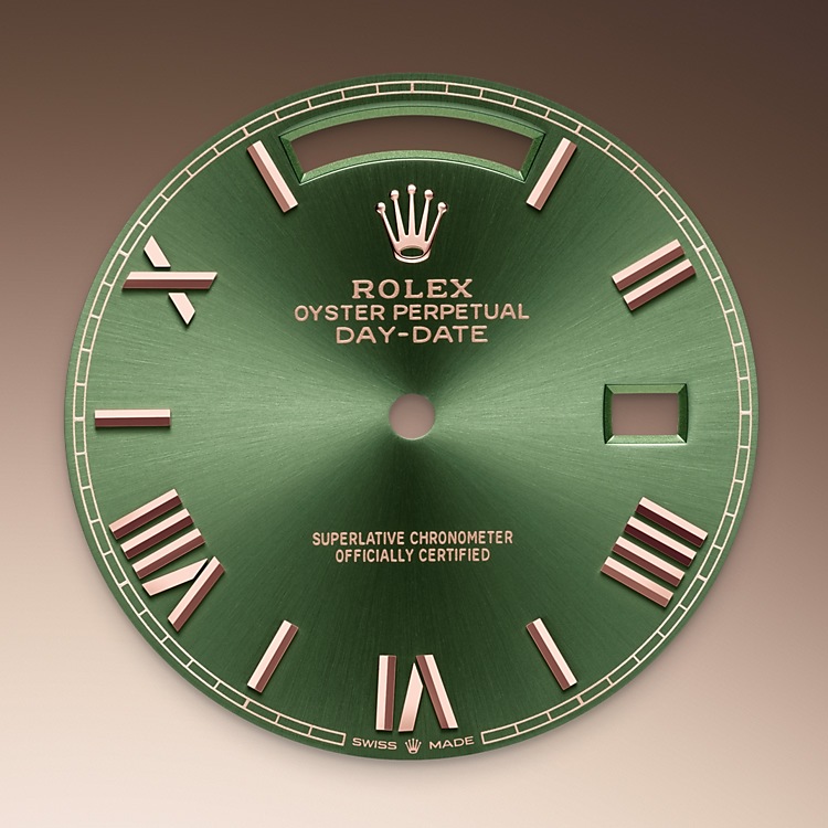 Rolex Day-Date | 228235 | Day-Date 40 | Coloured dial | Fluted bezel | Olive-Green Dial | 18 ct Everose gold | M228235-0025 | Men Watch | Rolex Official Retailer - Time Midas