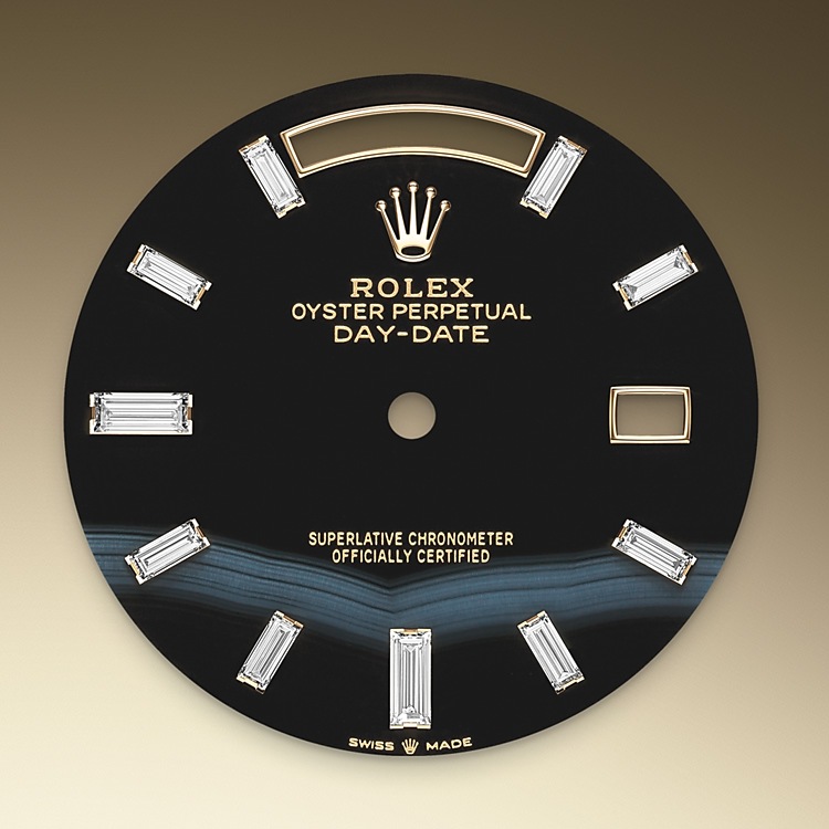 Rolex Day-Date | 228238 | Day-Date 40 | Dark dial | Onyx dial | Fluted bezel | 18 ct yellow gold | M228238-0059 | Men Watch | Rolex Official Retailer - Time Midas