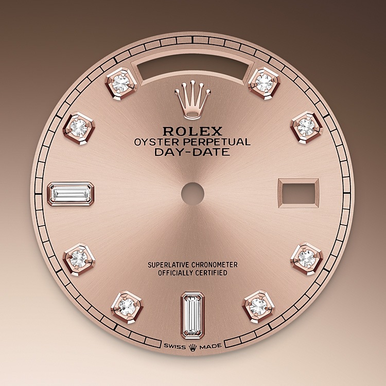 Rolex Day-Date | 128235 | Day-Date 36 | Coloured dial | Rosé-colour dial | Fluted bezel | 18 ct Everose gold | M128235-0009 | Men Watch | Rolex Official Retailer - Time Midas