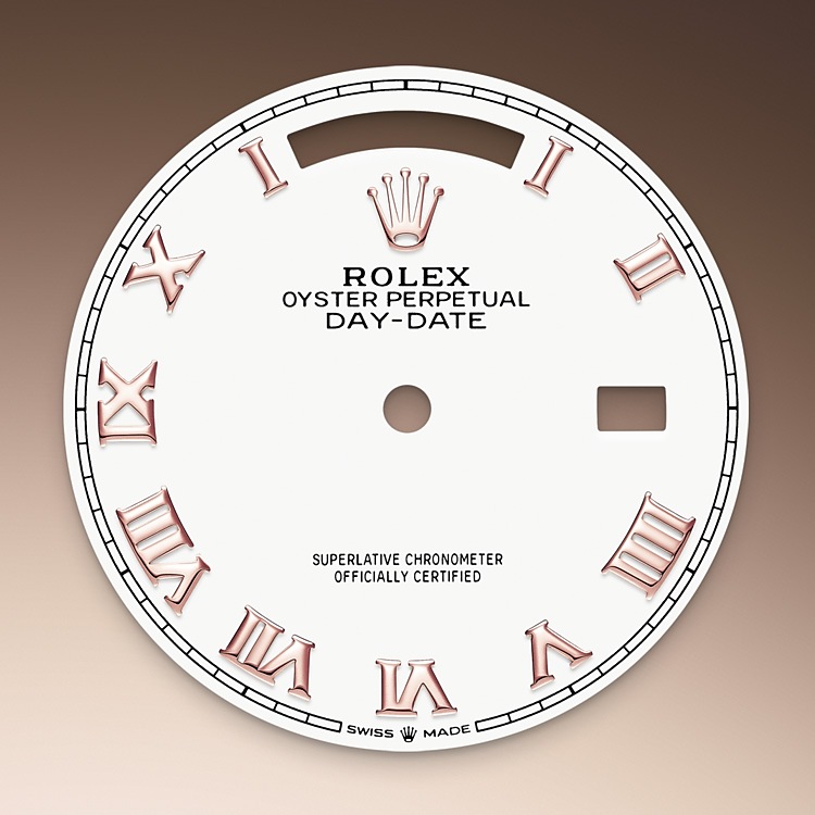 Rolex Day-Date | 128235 | Day-Date 36 | Light dial | Fluted bezel | White dial | 18 ct Everose gold | M128235-0052 | Men Watch | Rolex Official Retailer - Time Midas